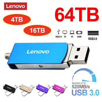 Lenovo Metal USB Flash sürücü 64TB 16TB Gerçek Kapasite Kalem Sürücü 4TB Bellek Sopa 2TB USB Bellek U Sopa Flash Disk Dizüstü PC İçin