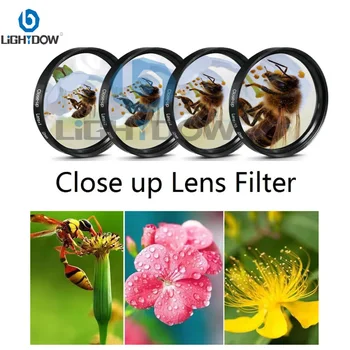 Lightdow Makro Yakın Çekim Lens Filtresi 4 inç 1 +1+2+4+10 Kiti 49mm 52mm 55mm 58mm 62mm 67mm 72mm 77mm Canon Nikon Sony Kameralar için