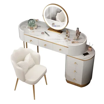 Lüks Klasik Tuvalet Masası Ayna İskandinav Yatak Odası Depolama Tuvalet Masası Makyaj Organizatör Coiffeuse De Chambre Mobilya