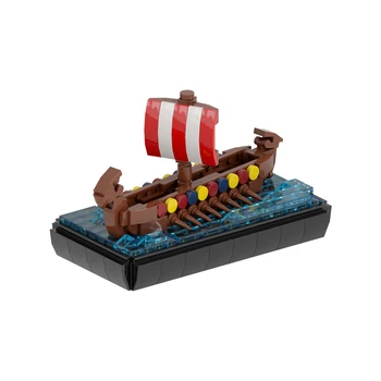 MOC Ejderha Gemi Viking Longship Ortaçağ Askeri Savaşları Korsan Yapı Taşları Set Sodiers Rakamlar Tekne Yelkenli Oyuncak Çocuklar İçin