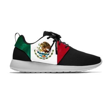 Meksika Meksika Bayrağı Vatansever Gurur Moda Komik Spor koşu ayakkabıları Rahat Nefes Hafif 3D Baskı Erkekler Kadınlar Sneakers