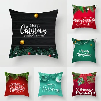 Merry Christmas baskılı yeşil yastık kılıfı tarzı minder örtüsü ev kanepe dekoratif 