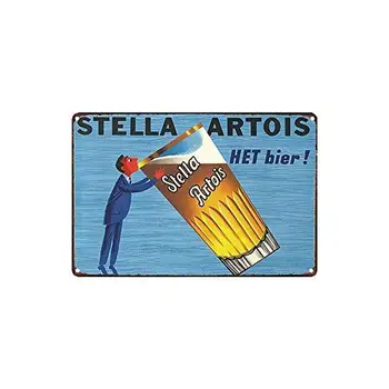Metal Tabela Stella Artois Het Bier Pub Açık Bar Retro Poster Ev Mutfak Restoran Duvar Dekor Işaretleri 12x8inch-Metal Teneke S