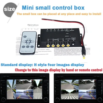 Mini Araba 4 Yönlü Kamera Video IR Kumanda park kamerası Bölünmüş Ekran Görüntü Kontrol Kutusu Sol Sağ Ön Arka Dönüştürücü