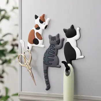 Moda Çok Fonksiyonlu Yerden Tasarruf Ev Dekor Duvar Montajı kurulumu kolay buzdolabı mıknatısı Kanca Buzdolabı Sticker Kedi Kanca