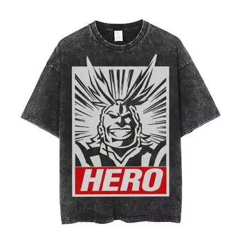 My Hero Academia Boku Hiçbir Kahraman Academia Tüm Olabilir T Shirt Hip Hop Yıkanmış %100 % Pamuk Büyük Boy T-Shirt Streetwear Yaz Tees