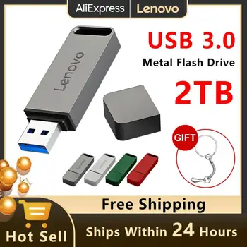 Orijinal Lenovo 2 TB Metal Pendrive USB 3.0 Flash Sürücüler yüksek hızlı USB sopa 1 TB Taşınabilir Bellek Sürücüsü Aksesuar TİPİ-C Adaptörü