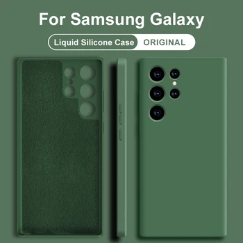 Orijinal Sıvı Silikon Kılıf Samsung Galaxy S23 S22 S21 Ultra Artı S20 Fe A53 A52 Darbeye Dayanıklı Durumlarda Kapak Telefon Aksesuarları