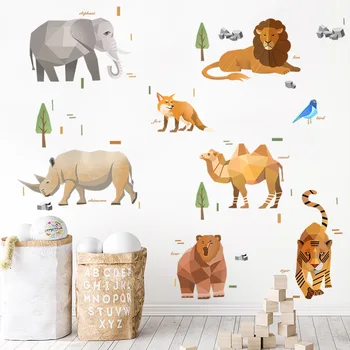 Otoriter Duvar Sticker Çocuklar İçin Hayvan Kombinasyonu Erkek PVC Odası Dekor Ev Dekorasyon Aksesuarları Kendinden Yapışkanlı Duvar Kağıdı