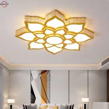 Oturma Odası için Led Tavan Lambası, Lotus Lamba Yaratıcı Atmosfer, Zen ve Modern Çiçek şeklinde Ev Tavan Lambası