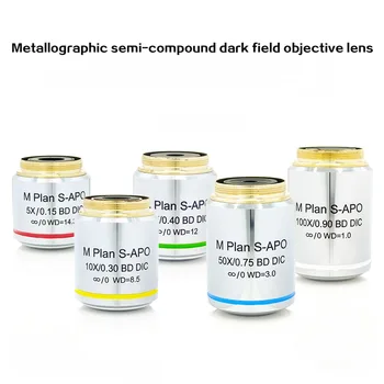 Parlak Karanlık Alan DIC Objektif Lens Metalografik Mikroskop Planı Yarı apokromatik 5X 10X 20X 50X 100X M26 İplik