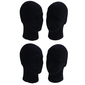 Polistiren Siyah Köpük Erkekler Modeli Manken Başkanı Kukla Standı Dükkanı Ekran Şapka, 4 X SİYAH