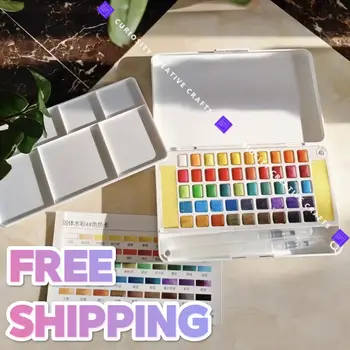 Profesyonel 48 Renk Katı Suluboya boya seti Taşınabilir Ücretsiz Kargo Sanatçı Su renk pigmenti Fırça Kalem Sanat Malzemeleri