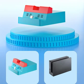 Projeksiyon Tabanı ABS Anahtarı Manyetik Döküm Dock Nintendo Ns Oled Ana Bilgisayar Uyumlu Döküm Kırmızı ve Mavi
