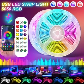RGB LED ışıkları usb'li şerit LED ışıkları Bluetooth 5050 Neon RGB Bant diyot esnek Şerit Tv arka oyun Odası Dekorasyon