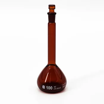 SYNTHWARE Kahverengi volumetric flask, cam tıpa İle, toplu test sertifikası ile, Borosilikat cam, F81