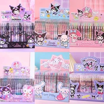 Sanrio Jel Kalemler 12-48 adet Kuromi Hello Kitty Melody Sevimli Kutulu Basın Su bazlı Kalem Ofis İmza Kalem Kırtasiye Toptan