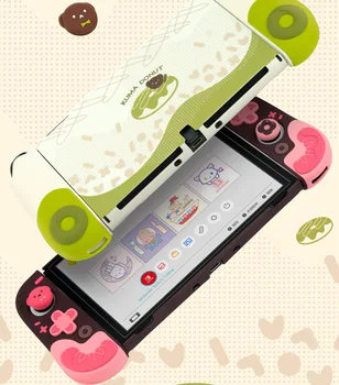 Sevimli Çörek sert çanta Koruyucu Cilt Nintendo Anahtarı / NS Oled Joy-Con TPU Yumuşak El Kavrama Kabuk Silikon Başparmak Sopa Kapağı