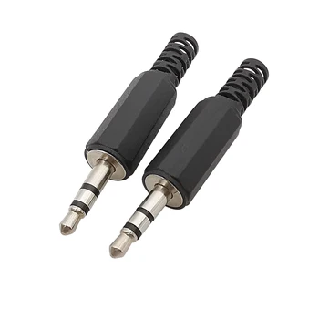 Siyah 3.5 mm Fiş Kulaklık Konektörü 3.5 mm Erkek Fiş Stereo Ses Kulaklık Lehim Tipi Kablo Uzatma Adaptörü Konnektörleri