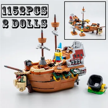 Stokta 1152 adet 71391 Bowser's Zeplin Yapı Taşları Tekne Modeli Yaratıcı Oyun Korsan Gemisi Tuğla Oyuncaklar çocuklar İçin doğum günü hediyesi