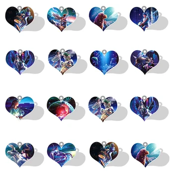 TAFREE kalp şeklinde görüntüleri 12 Zodyak desen akrilik kolye El Yapımı Sanat Kolye epoksi reçine takı SXZ35