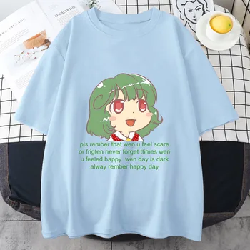 Touhou Meme Yuuka Kazami T-Shirt Sevimli Kız %100 % Pamuk Tişörtleri kadın kıyafetleri Manga Grafik Gömlek Kısa Kollu Dört Mevsim Tops