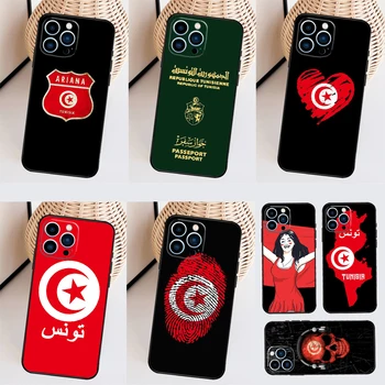 Tunus Pasaport Bayrağı Funda iPhone 15 Pro 14 Pro Max Artı 11 13 12 Mini SE 2020 2022 7 8 X XS XR Telefon Kılıfı