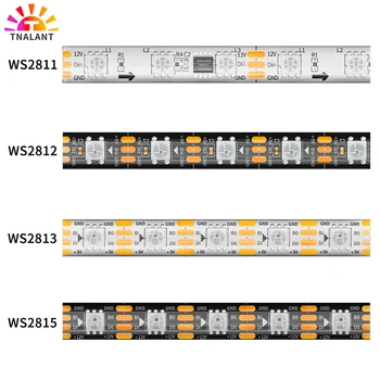 WS2811 WS2812B WS2813 WS2815 30/60/144 leds / m RGB LED Şerit WS2812 Ayrı Ayrı Adreslenebilir bant ışık IP30 / IP65 / IP67 DC5V DC12V