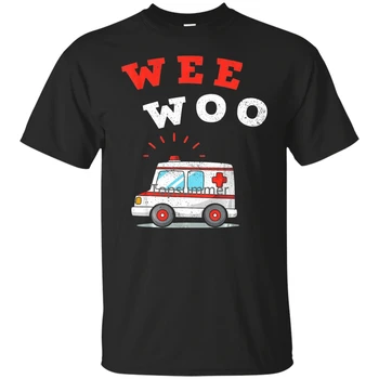 Wee Woo Ambulans Amr Komik Ems Emt Paramedik Siyah kısa kollu tişört M-3Xl Slim Fit Tee Gömlek