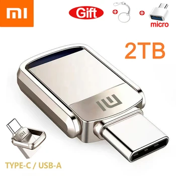 XİAOMİ 2TB Metal U Disk 2 İN 1 OTG 1024GB 64GB Flash USB sürücü 3.1 512gb 1TB küçük sürücüler Bellek Sopa Tipi C Adaptörü Hediyeler Yeni