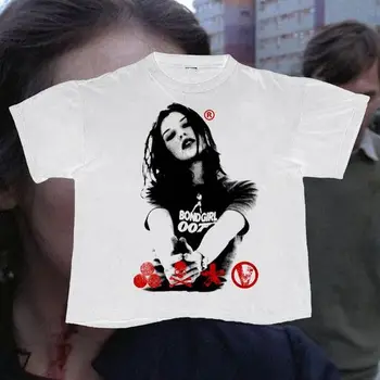Y2K Streetwear Giyim kadın T shirt komik bebek tee Kısa kollu beyaz Harajuku kız goth tişörtleri femme Estetik femme tops