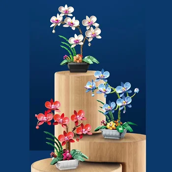 Yapı taşları çiçek Phalaenopsis çiçek buketi bonsai kızlar kızlara hediye göndermek için oyuncaklar monte