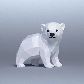 Yaratıcı 3D Hayvan Kağıt Modeli çocuk Odası Duvar Sticker Arctic Ayı BEBEK POLAR Geometrik Poligon Papercraft Ev Dekorasyon