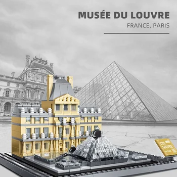 Yaratıcı Dünyaca Ünlü Mimari Fransa Paris Louvre Müzesi Yapı Taşı Araya Modeli Tuğla Eğitici Oyuncaklar Koleksiyonu