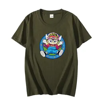 Yaz Pamuklu tişört Arale Norimaki Mutlu Dr Çökme Japon Manga Harajuku grafik t shirt kısa kollu t-shirt Erkek giyim