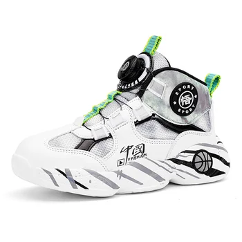 Yeni Çocuk Sneakers Erkek hava yastığı basketbol ayakkabıları Retro Çocuklar Nefes Örgü Sneakers Yüksek Kalite Koşu Shoes31-40