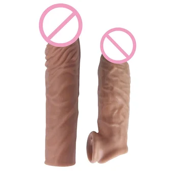 Yeniden kullanılabilir Penis Kollu Genişletici Yeniden Kullanılabilir Prezervatif Seks Oyuncakları Erkekler İçin Dick Büyütücü Uzatın 16/20cm Horoz Kollu Eti