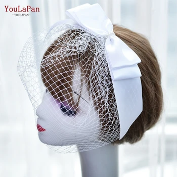 YouLaPan VA03 Kısa Beyaz Bridcage Peçe Allık Peçe Düğün Gelin Şapka Moda Fascinators Başlığı Parti Şapka saç aksesuarı