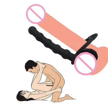 Çift Penetrasyon Yapay Penis Penis Halkası Seks çiftler için oyuncaklar G Noktası Masaj Vajina Stimülatörü Anal Boncuk Butt Plug Seks Halka Seks Shop