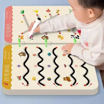 Çizim Yeniden Kullanılabilir Sihirli Pratik Defterini Kontrol Eğitim Kitabı Büyülü İzleme Çalışma Kitabı Çocuk Montessori Eğitim Kırtasiye