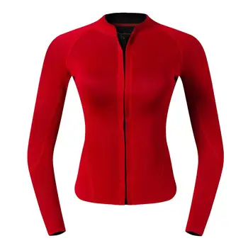 Üst Kapak Wetsuit Uzun Kollu Dalış Ceket Takım Elbise Kadınlar ve Gençler için Kırmızı