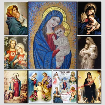 İsa Misyoner İncil Meryem Posterler Hıristiyan Sanat Tuval Boyama Resimleri İskandinav Oturma Odası Duvar Sanatı Ev Dekor için