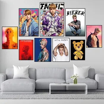 Şarkıcı J-Justin B-Bieber Drew Poster Baskılar duvar tablosu Yatak Odası Oturma Odası Dekorasyon Ofis Küçük